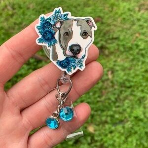 Pitbull Floral Badge Holder